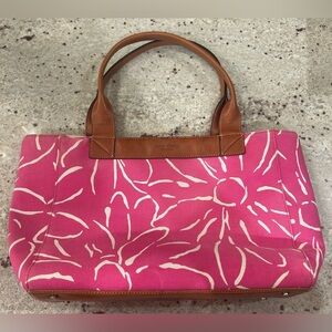Funky spring Easter Pink floral Kate spade tote handbag purse beach bag